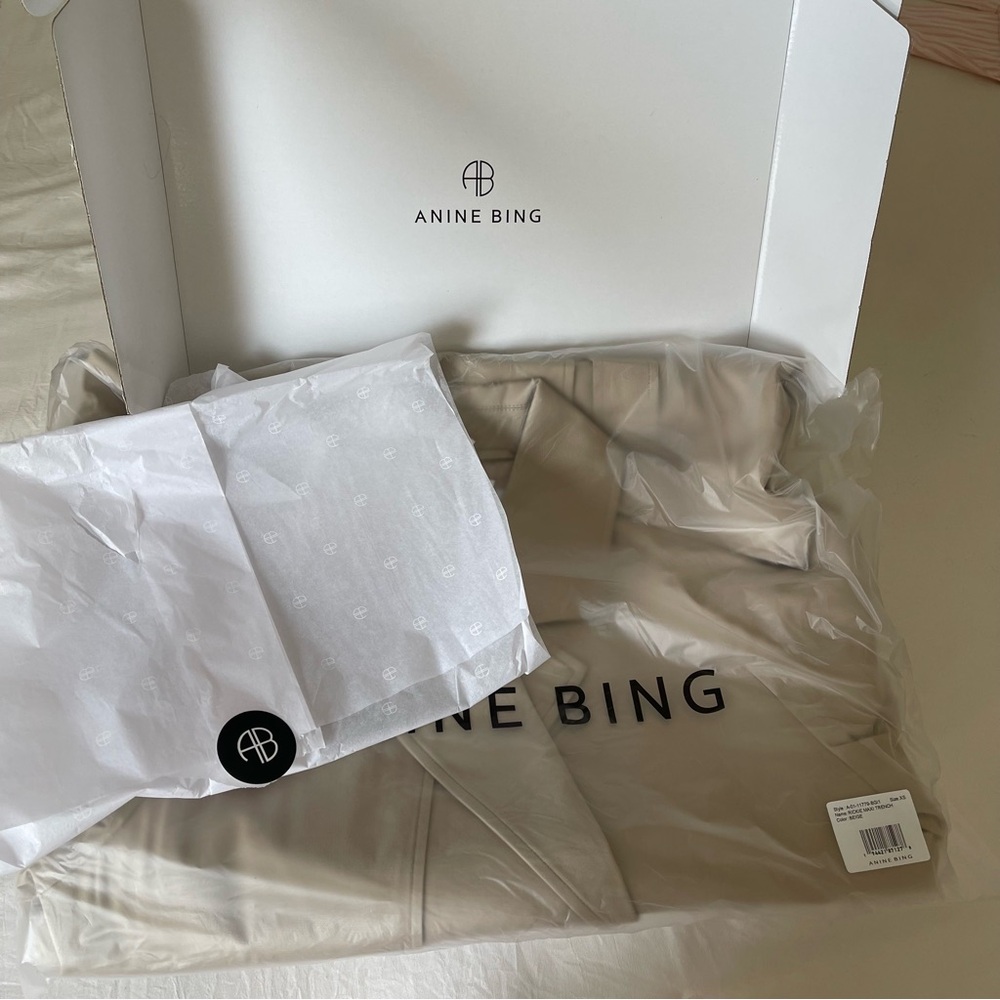 Brand New- Anine Bing Rickie Maxi Trench Coat in Beige 🧥🤍 - Picture 4 of 12